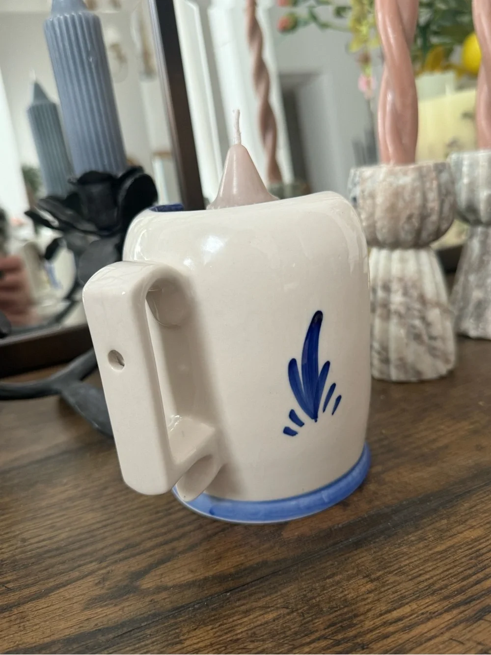 Vintage Delfts Blue Hand Painted Candle Holder 5